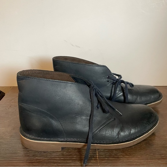 Clarks Navy Leather Chukka Boots Men’s 9 - Picture 4 of 12
